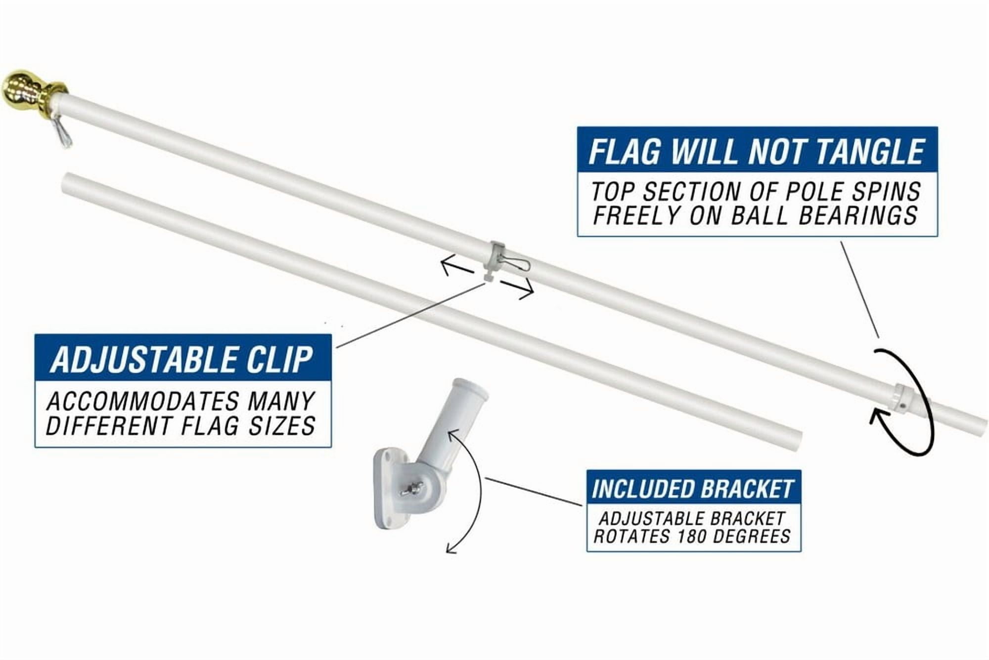 American USA 3 x 5 FT Flag w/ 6-Ft Spinning Flag Pole + Bracket (Tangle Free)