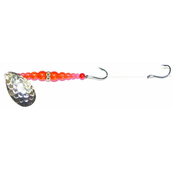 Mack's Lure Double Whammy Classic Series Hammered Nickel Flo Orange Black Oct 8