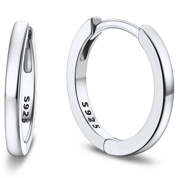 Bandmax 10MM 925 Sterling Silver Huggie Earrings for Women Men Cool Simple Hoop Earrings for Father Day Gift