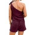 thumbnail image 5 of SLADYGLO Women Skew Neck Lace Up Shoulder Sleeveless Top Pockets Shorts Two Piece Sets, 5 of 6