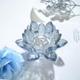 thumbnail image 3 of Portavelas Kolnlala Crystal con forma de flor de loto, color azul, 2 unidades, 3 of 7