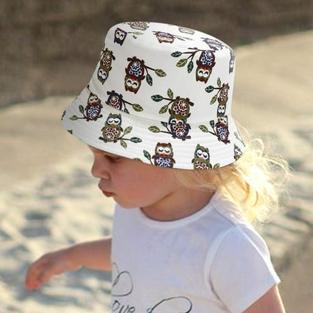 

kpoplk Kids Hats Winter Outdoor Prints Kids Beach Protection Sided Bucket Boy Baby Hat Hat Cap Girls Double Sun Fisherman(C)