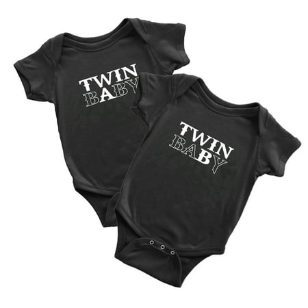 

1 Pc Twin Baby A/B Baby Girls Boys Bodysuit Short Sleeves Jumpsuit (Black 12-18M)