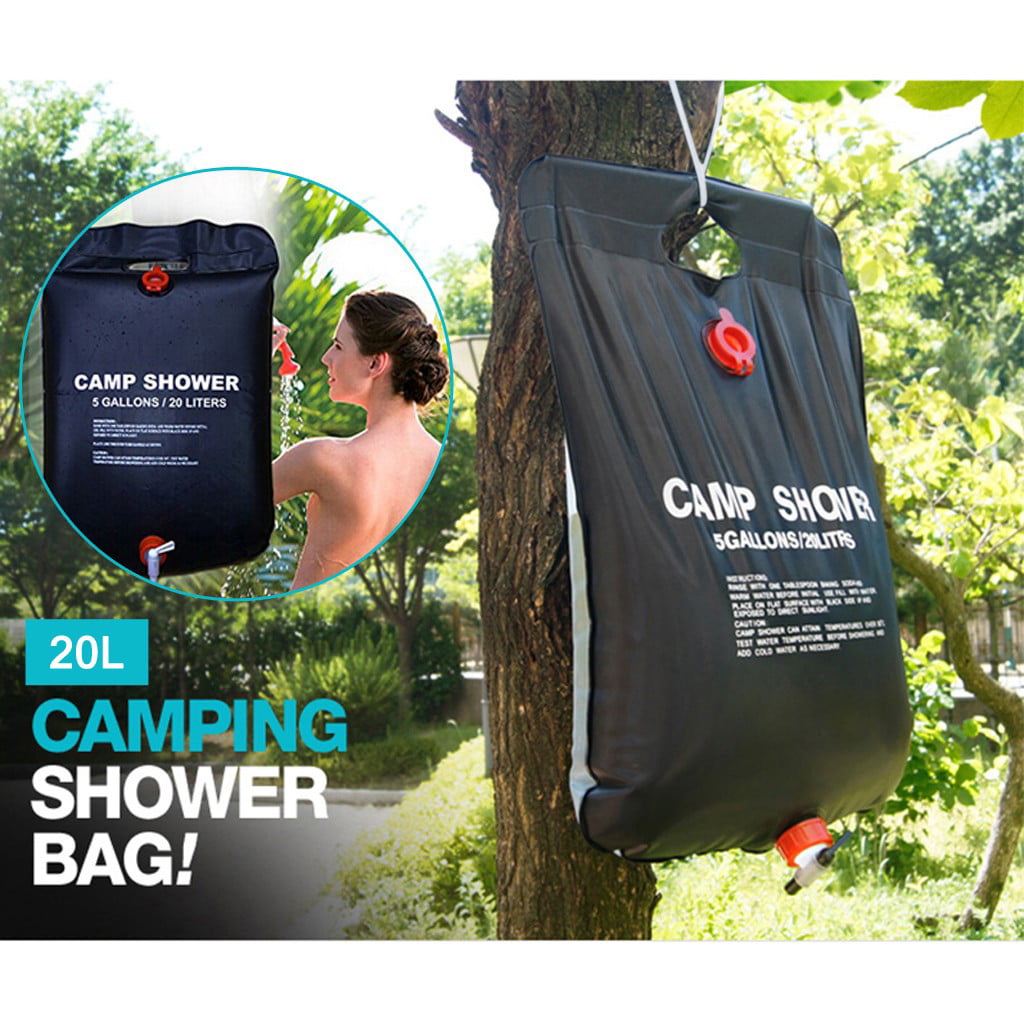 20L Solar Camping Shower Bag Outdoor Portable Hiking Heated Bathing Water Bag 
