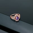 thumbnail image 4 of Gem Stone King 1.57 Ct 8X6mm Oval Checkerboard Purple Amethyst 18K Rose Gold Plated Silver Ring (Size 7), 4 of 4