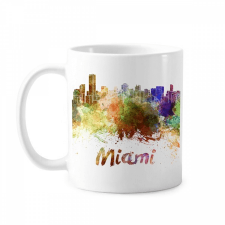 

Mia America City Watercolor Mug Pottery Cerac Coffee Porcelain Cup Tableware