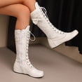 thumbnail image 6 of SACFOF Stylish Women Victorian Boots Low Kitten Heel Mid Calf Boots Lace Up Cute Bow Boots for Ladies Witch Shoes, 6 of 6