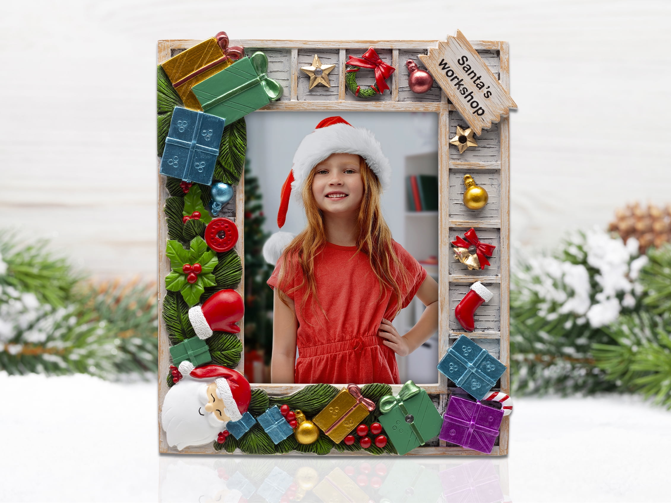 Fine Photo Gifts Santa's Workshop Light-up 5x7 Resin Tabletop Picture Frame
