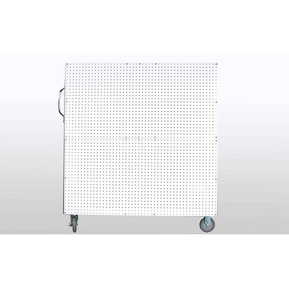 Triton Products® DuraBoard 48"L x 51-1/2"H x 29-3/4"W Aluminum Frame Mobile Combination Cart with One Side DuraBoard Poly Pegboard and One Side Louvered-Panel Storage