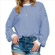 thumbnail image 2 of Camiseta de Larga Extragrande para Mujer, Túnica A Rayas con Bloques de Color, Sudadera Holgada de Otoño con Cuello Redondo Azul y S, 2 of 8