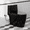Black, variant on Elongated One Piece Toilet For Bathroom Gloss Black Comfortable 17.3 in. ADA Seat Height, Dual Flush 1.0/1.28 GPF, Soft-Close Seat