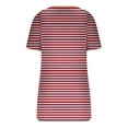 thumbnail image 3 of Short Sleeve Striped T Shirts for Women Summer 2024 Rib-Knit Tops Buttons Henley Neck Casual Tshirts Slim Fit (XL, Watermelon Red), 3 of 4