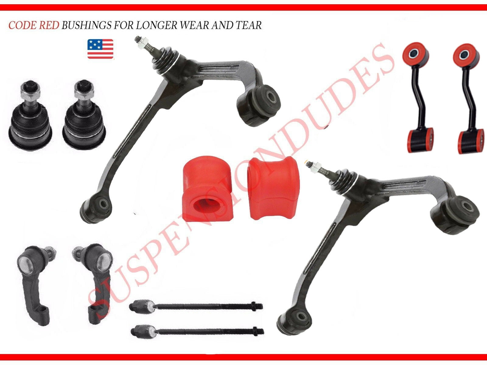 12PC Entire Front Suspension Kit + Front Bushings for 20022004 Jeep