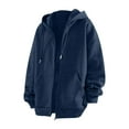 thumbnail image 2 of Zimjoy Blue Zip Up Hoodie for Men Casual Full-Zip Basic Hoodie Drawstring Long Sleeve Lightweight Fleece Sweatshirt Active Athletic Hooded Sweatshirts with Pocket, Dark Blue L, 2 of 4