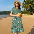 thumbnail image 4 of Bingfone Robe à Manches Courtes Imprimée pour Femmes, Robe Décontractée Confortable, Robe d'Été Élégante avec Ajustement Extensible pour Usage Quotidien, 4 of 6