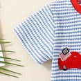 thumbnail image 5 of Kaprioy Baby Boy 4th of July Outfits Toddler Boys Summer Clothes Short Sleeve Independence Day USA Flag Embroidery Knit Short Sleeve T Shirt Tops And Shorts Set, 5 of 7