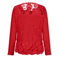 thumbnail image 5 of Lace Tops for Women Elegant Lace Crochet Square Neck Blouse Long Sleeve Loose Fit Tunic Tops Outdoor Going Out Tshirt, 5 of 6