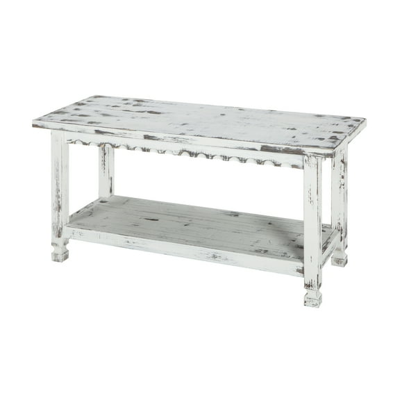 Alaterre Country Cottage Bench, White Antique Finish