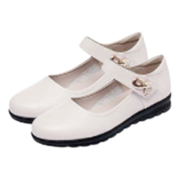 Tuphregyow Women's Round Toe Genuine Leather Work Shoes Non slip, Comfortable Flat Shoes for Middle Aged Elderly Women, Classic Style for Outdoor, Office, Dressy Wear, Great Gift Choice White 35