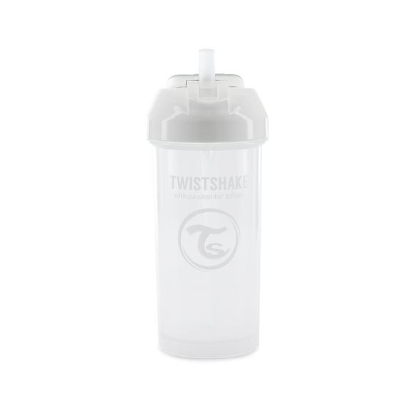 Vaso con Popote Twistshake 360 ml a Prueba de Derrames Blanco