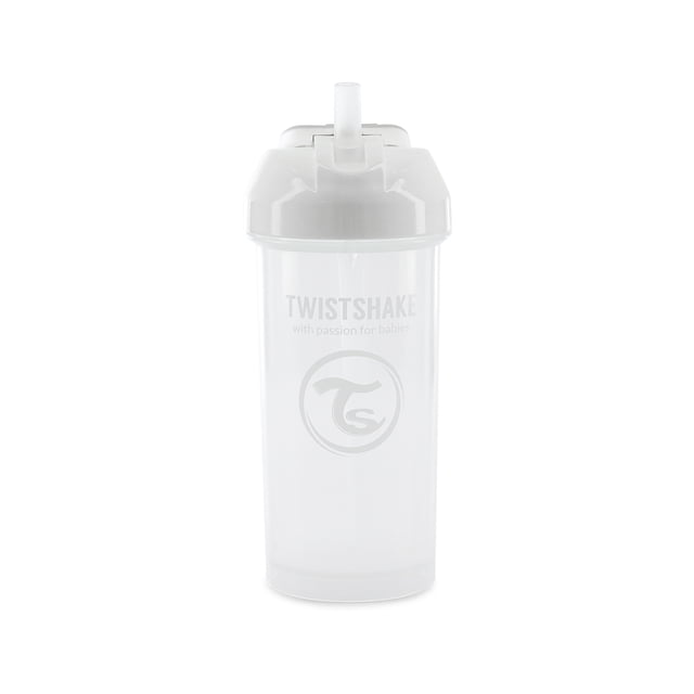 Vaso con Popote Twistshake 360 ml a Prueba de Derrames Blanco
