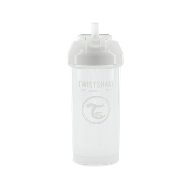 Vaso con Popote Twistshake 360 ml a Prueba de Derrames Blanco