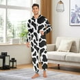 thumbnail image 3 of Adult Christmas Onesie Cow Stripes Zipper One-Piece Pajamas Unisex with Pockets, 3 of 6