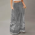 thumbnail image 2 of WTOBBY Women's Floral Print Flowy Maxi Skirt Bohemian Style Casual Summer Beach Long Skirt Elastic Waist Lightweight Tiered Pleated Skirt with Side Pockets,Dark Gray S, 2 of 5