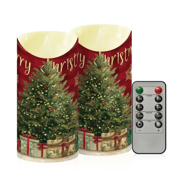Wobogo Christmas Tree Flameless Candles with Remote Battery Operated Flickering LED Candles with Timer 2/4/6/8H Medium Size