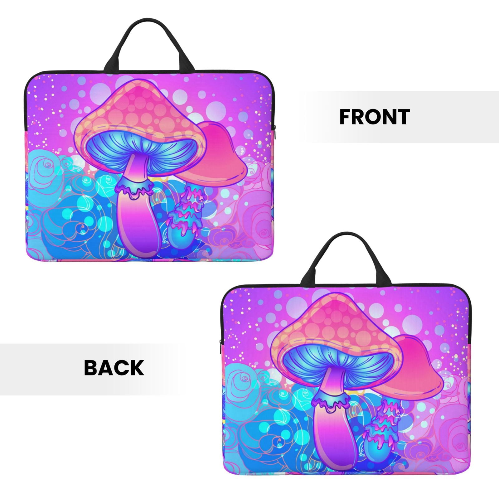 Laptop Sleeve Case Bag Protective Carrying Case with Handle for 14 inch Laptop, Magic Mushroom Geometry Psychedelic