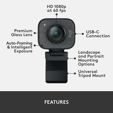 Logitech - StreamCam Plus 1080 Webcam for Live Streaming and Content Creation - Graphite