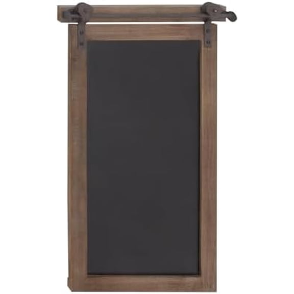 Wood Sign Home Wall r Chalkboard Wall Sculpture with Barn Door Inspired Top, Wall Art 16" x 2" x 28", Brown