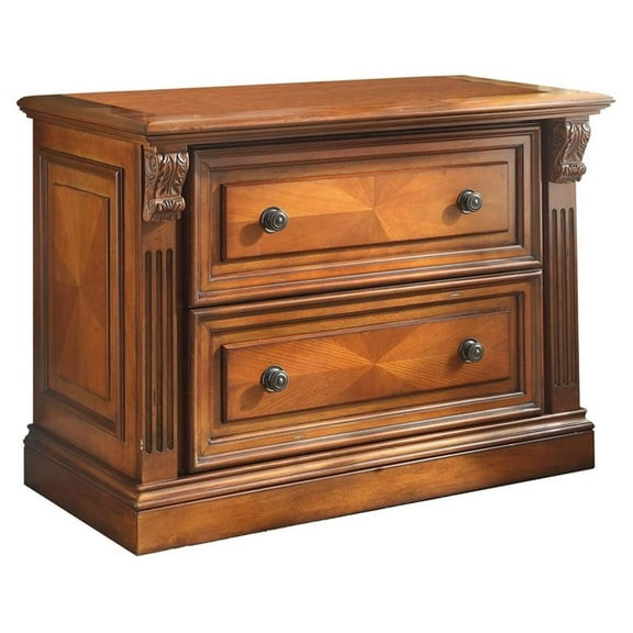 Pemberly Row 2 Drawers Lateral Brown Wood Filing Cabinet Easy Assembly