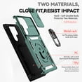 thumbnail image 2 of Allytech Case for Samsung Galaxy S22 Ultra 5G 2022, Ring Holder Magnetic Kickstand Dual Layer Cover with PC Back Slide Camera Lens Window Case for Galaxy S22 Ultra 6.8" 5G 2022 Released, Darkgreen, 2 of 8