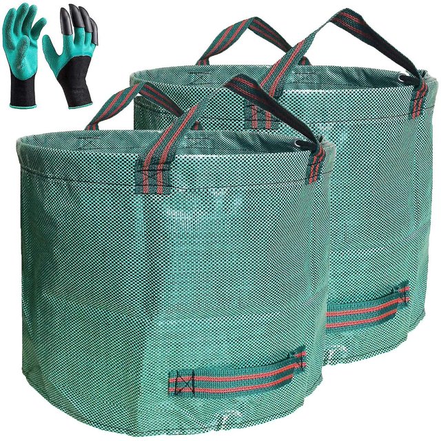 Bolsas de jardín profesionales de 2 paquetes de 137 galones (d34, h34 pulgadas), bolsas de residuos para el patio con guantes recubiertos, grandes reutilizables ya, 11 kaili Sencillez