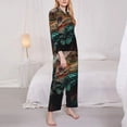 thumbnail image 3 of Honeii Realistic Colorful Chameleon print Women's Pajama Sets Long Sleeve Button Down Sleepwear Nightwear Soft Pjs Lounge Sets-Medium, 3 of 7