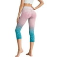 thumbnail image 2 of SCRAWLGOD Shine Gradient Pink Blue Capri Leggings with Pockets for Women, High Waisted Stretch 3/4 Yoga Pants with Tummy Control, Yoga Lounge Tights for Workout Running Gym, S, 2 of 7