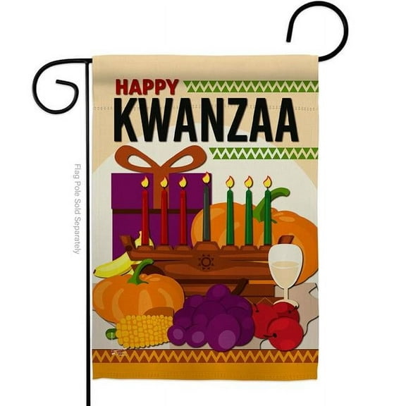 Angeleno Heritage G135337-BO 13 x 18.5 in. Happy Kwanzaa Party Garden Flag with Winter Double-Sided Decorative Vertical Flags House Decoration Banner Yard Gift