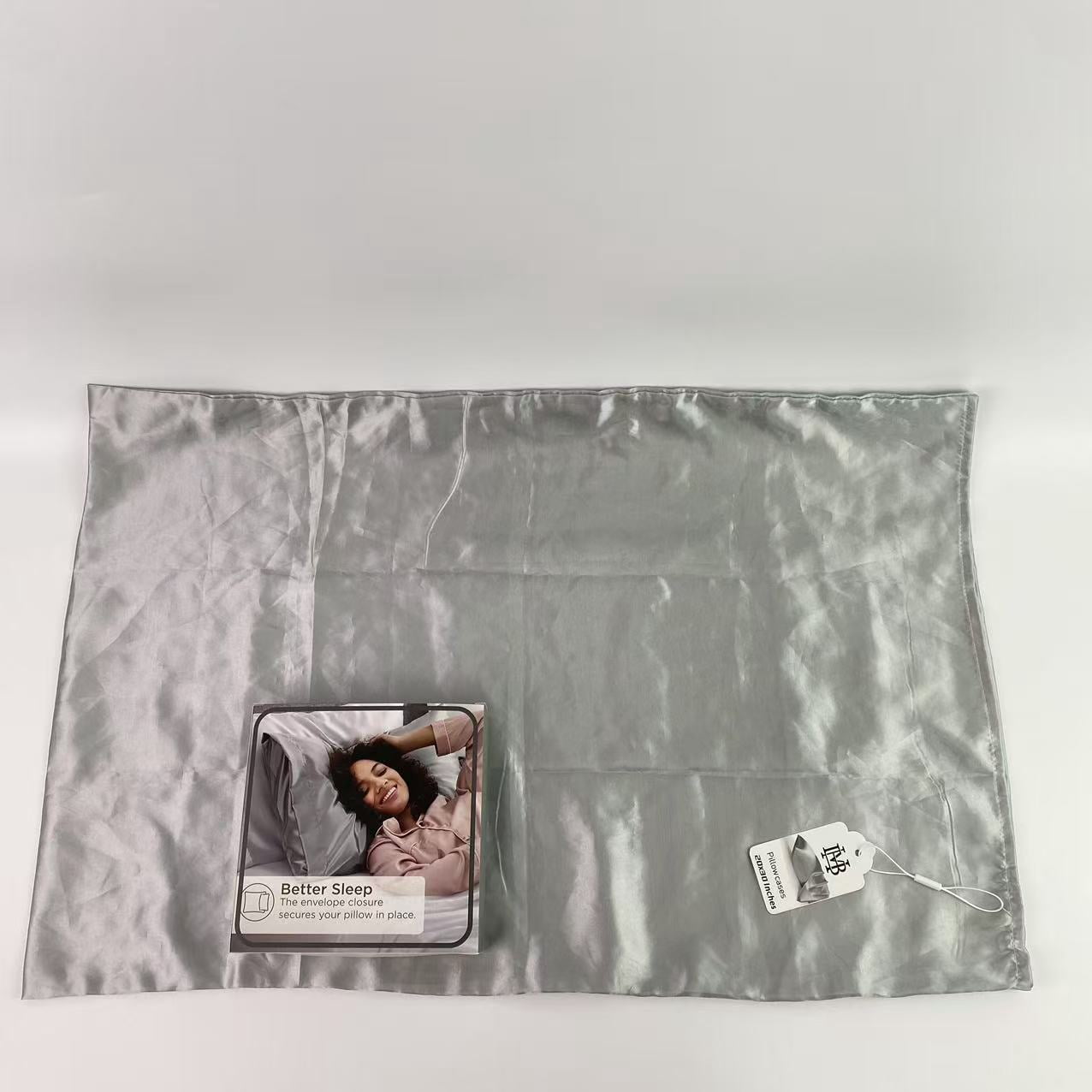 MHB Pillowcases,Satin Pillowcase 1 Pack Similar to Silk Pillow Cases Standard Size, Gifts for Women Men, Dark Grey