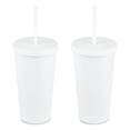 thumbnail image 1 of 2 Pcs 700ml Cups With Lids And Straws Double Wall Compatible With Gifts,white, 1 of 5