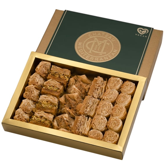 Vegan Baklava Baklawa Bitesize Gift Box, Assorted Nut Filo, 24 Pieces 325g