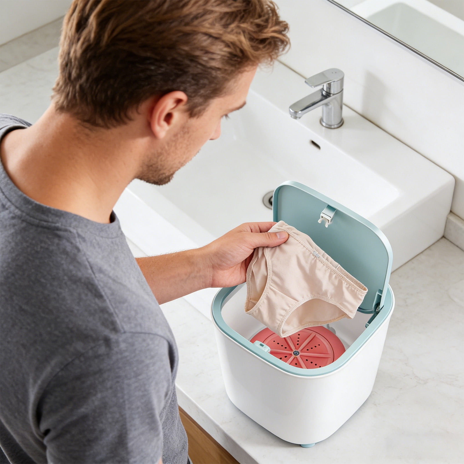 Portable Turbine Laundry Washer for Personal Garments Compact Home Dormitory Appliance Smart Cleaning Device