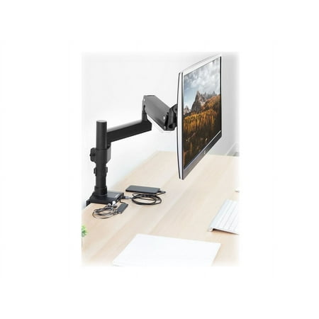 Mount-It! - Single Monitor Desk Mount with USB and Multimedia Ports - Black