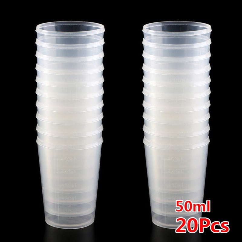 QIFEI Disposable Epoxy Resin Mixing Cups Clear Plastic 50ml 10pcs For  Measuring Paint Epoxy Resin Art Supplies - Graduated Measurements in ML -  Multipurpose Mixing Cups for Cooking and Baking 