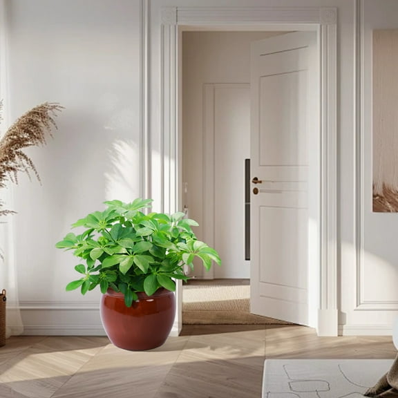 Noble House Modern Gary Ceramic Flowerpots, Gloss Finish with Drainage Hole for Indoor/Outdoor Use, Set of 3, Orange