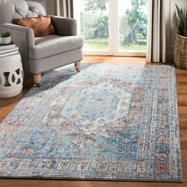 SAFAVIEH Bristol Lyla Oriental Polyester Area Rug, Gray/Blue, 4' x 6'