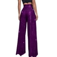 thumbnail image 4 of MEZZALL Women Fashion Casual Sequined Pants Sparkling Sequins High Waisted Wide Leg Flared Pants Flared Pants Nightclub Wear Birthday Solid Color Daliy Slacks Trousers, 4 of 6