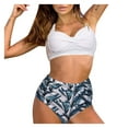 thumbnail image 5 of BONIXOOM Tummy Control Swimsuits For Women Halter Tie Printed Bikinis Bikini Summer Swimwears on Clearance White Size 8, 5 of 8