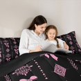 thumbnail image 5 of Feelyou Black Pink Aztec Queen Comforter Set, Fashion Princess Bowknot Bedding Set, 3pcs, 5 of 8