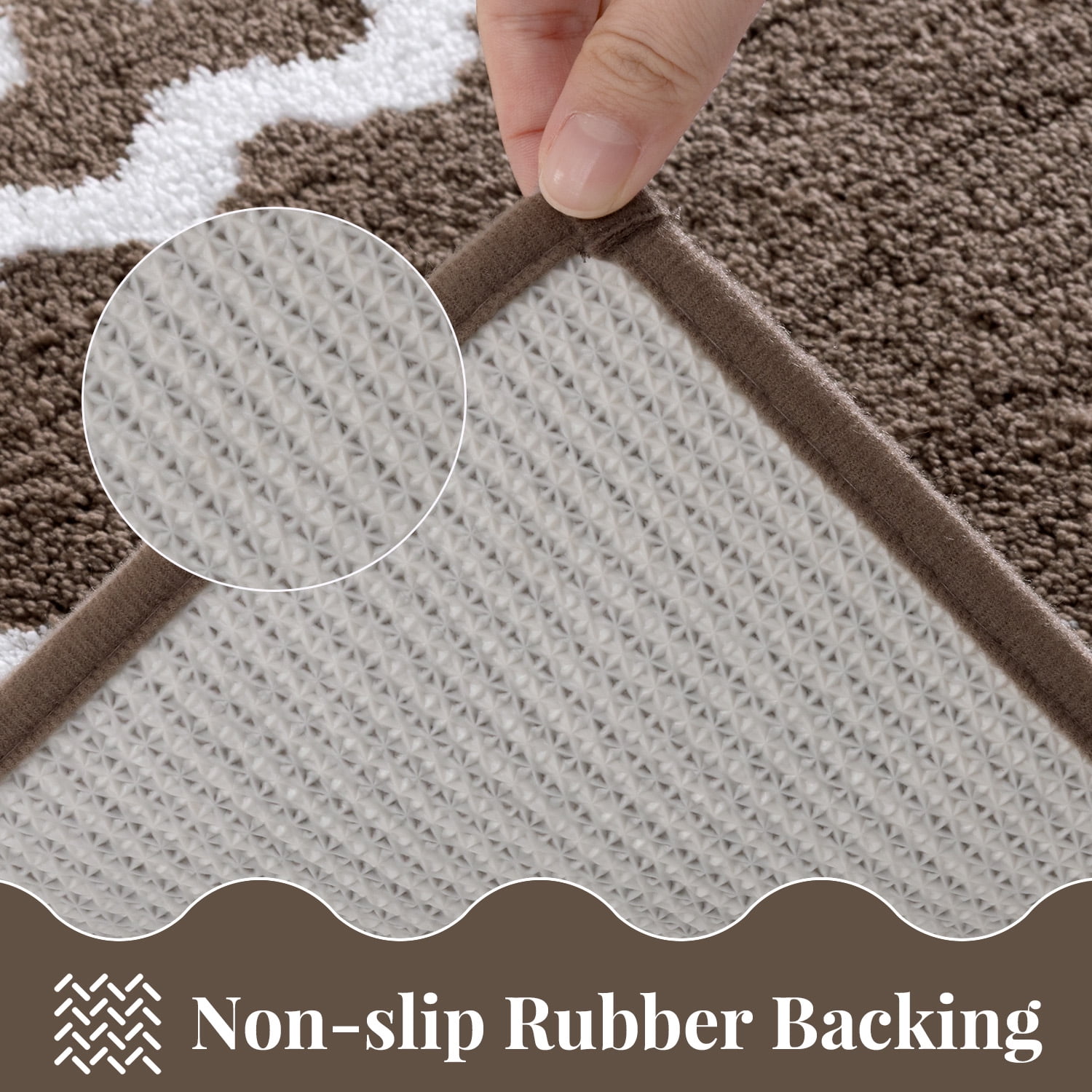 Findosom 4-Piece Bathroom Rugs Set,Non Slip Absorbent Bath Mat,Machine Washable Microfiber Quick Dry Bath Rug for Bathroom Bedroom Kitchen Shower Tub,Brown